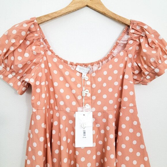 Carolina Constas Dina Mini Dress in Blush White Polka Dot Medium NWT - Picture 3 of 7